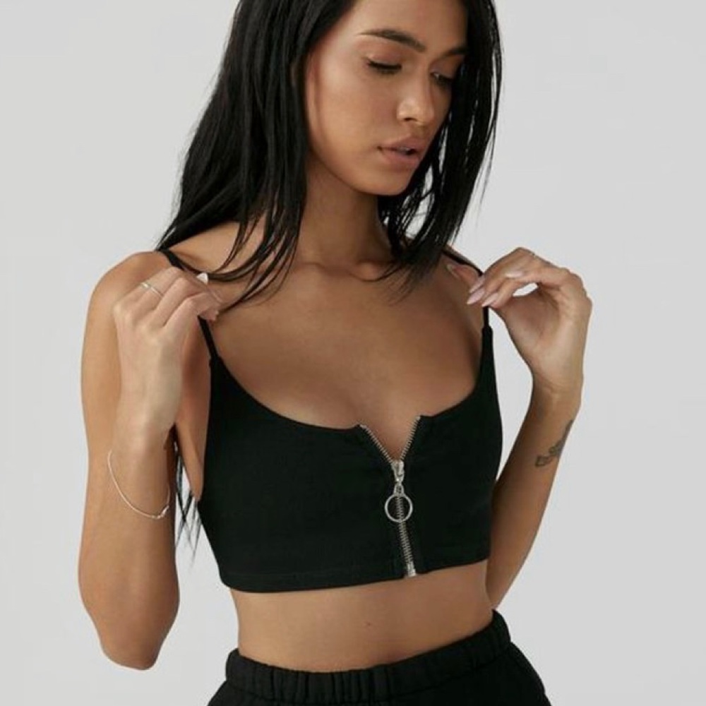 Joah Brown Zip Crop Tank